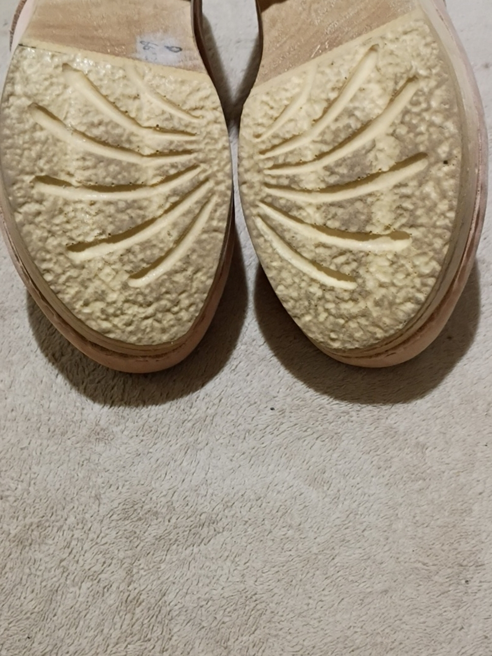 No. 6 Tan Leather Clog Mules with Wood Heel - Picture 6 of 9
